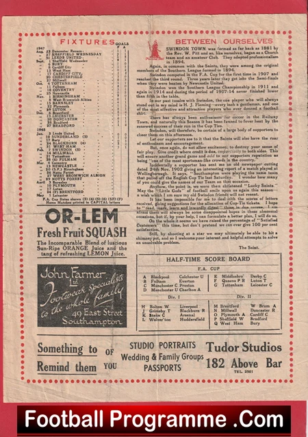 Southampton v Swindon Town 1948 - 1940's - Image 3