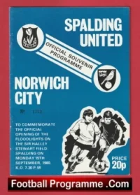 Spalding United v Norwich City 1980 – Opening New Floodlights