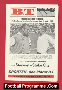 Staevnet v Stoke City 1965 - Copenhagen Denmark - football programme