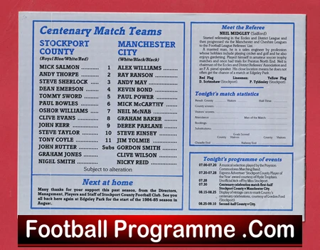 Stockport County v Manchester City 1984 - Friendly Match - Image 3