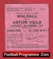 Walsall v Aston Villa 1971 – Football Ticket Fellows Park