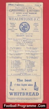 Wealdstone v Redhill 1954 – 1950s Football Programme