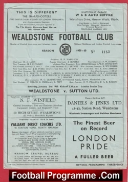 Wealdstone v Sutton United 1960 - London Senior Cup - football programme