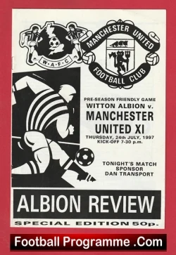 Witton Albion v Manchester United 1997 - Pre Season Friendly - football programme