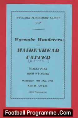 Wycombe Wanderers v Maidenhead United 1966 - Loakes Park - football programme