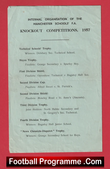 Manchester Boys v London Boys 1957 - Schoolboys Manchester City - Image 5