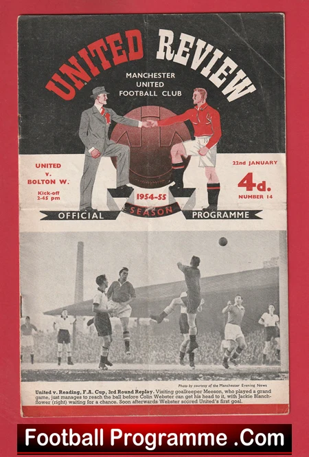 Manchester United v Bolton Wanderers 1955 - Man Utd Programme - Image 2