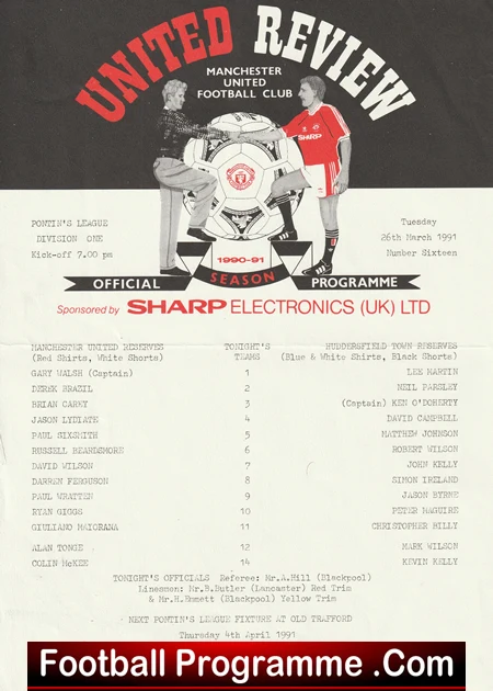 Manchester United v Huddersfield Town 1991 - Reserve Match Ryan Giggs - Image 2