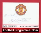 Manchester United Jack Crompton Autograph Signed Sheet Card