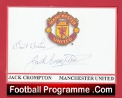 Manchester United Jack Crompton Autograph Signed Sheet Card