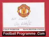 Manchester United Colin Webster Autograph Signed Sheet Card