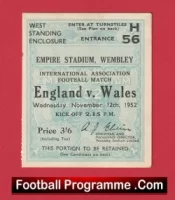 England v Wales 1952 – Football Ticket Wembley