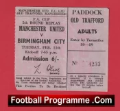 Manchester United v Birmingham City 1969 – Ticket FA Cup Replay