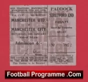 Manchester United v Manchester City 1970 – FA Cup Ticket
