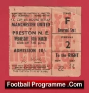 Manchester United v Preston 1966 – FA Cup Replay Match Ticket