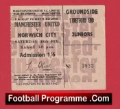 Manchester United v Norwich City 1967 – FA Cup Ticket