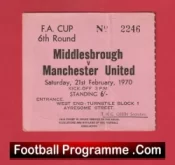 Middlesbrough v Manchester United 1970 – FA Cup Match Ticket
