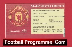  Manchester United v Liverpool 1999 - Match Ticket FA Cup Treble Season Football Programme .COM Football Programmes Memorabilia