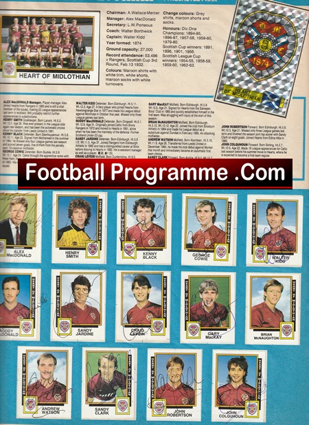 Heart of Midlothian Hearts Multi Signed Sticker Poster 1980s - Image 2