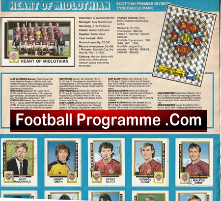 Heart of Midlothian Hearts Multi Signed Sticker Poster 1980s - Image 4