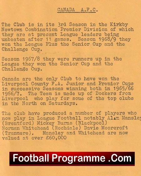 Kettering Park Wanderers v Liverpool Canada 1970 - Sunday Cup - Image 3