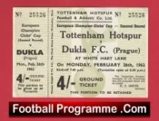 Tottenham Hotspur v Dukla Prague 1962 – Football Ticket
