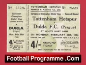 Tottenham Hotspur v Dukla Prague 1962 – Football Ticket
