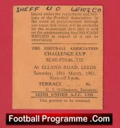 Sheffield United v Leicester City 1961 – FA Cup Semi Final Ticket