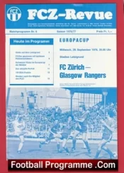 FC Zurich v Glasgow Rangers 1976 – European Cup