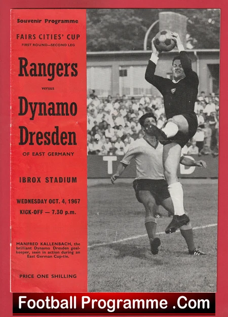Glasgow Rangers v Dynamo Dresden 1967 - Fairs Cup Ibrox Ferguson - Image 2