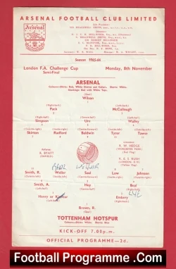 Arsenal v Tottenham 1965 - London FA Challenge Cup Semi Final