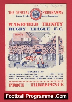  Leeds Rugby v Huddersfield 1953 - Old Rugby Programme Football Programme .COM Football Programmes Memorabilia