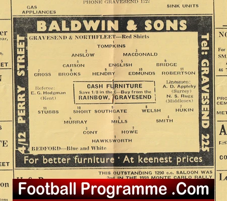 Gravesend Northfleet v Bedford Town 1960 - Image 3