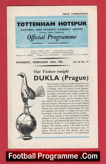 Tottenham Hotspur v Dukla 1962 - Prague Football Team - Image 2