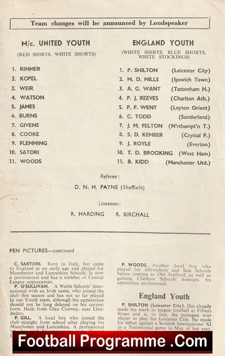 Manchester United v England 1967 - Youth Match + Brian Kidd - Image 3