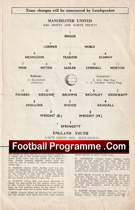 Manchester United v England 1964 - Youth Game at Old Trafford - Image 3