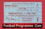 Birmingham City v Aston Villa 1977 – Football Ticket