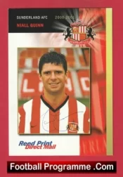 Sunderland Niall Quinn Autograph Signed Card