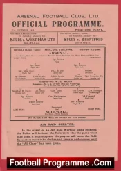 Arsenal v Millwall 1943 – 1940s War Time Programme