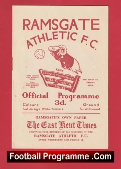  Clacton Town v Ramsgate 1959 Football Programme .COM Football Programmes Memorabilia