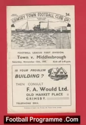 Grimsby Town v Middlesbrough 1947 – 1940s Old Football Programmes