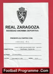 Real Zaragoza v Chelsea 1995 – Spain Programme & Ticket