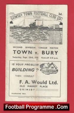  Grimsby Town v Sheffield Wednesday 1945 - End War Time Programme Football Programme .COM Football Programmes Memorabilia