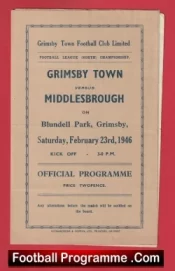 Grimsby Town v Middlesbrough 1946 – 1940s Old Football Programmes