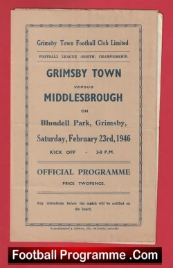  Grimsby Town v Bury 1950 Football Programme .COM Football Programmes Memorabilia