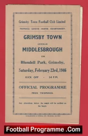 Grimsby Town v Middlesbrough 1946 – 1940s Old Football Programmes