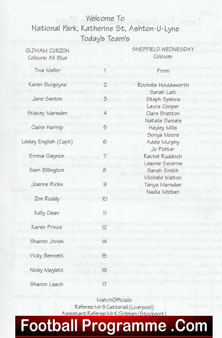 Oldham Athletic Ladies v Sheffield Wednesday 2001 - Womens Football - Image 3