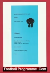 Leicestershire Sporting Club Boxing Dinner Menu Signed 1992