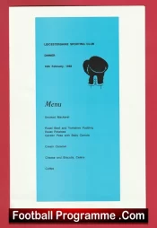 Leicestershire Sporting Club Boxing Dinner Menu Signed 1992