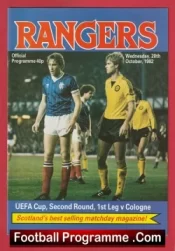 Glasgow Rangers v Cologne 1982